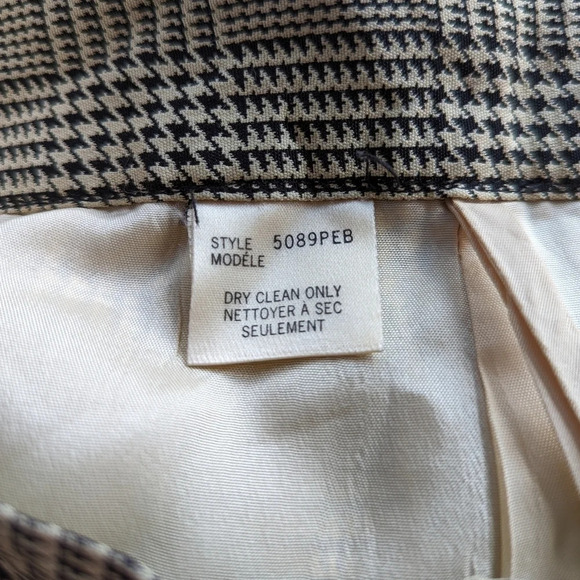 Vintage Button Front Plaid Houndstooth Tan & Black Skirt - Size 0  ? - Picture 3 of 6